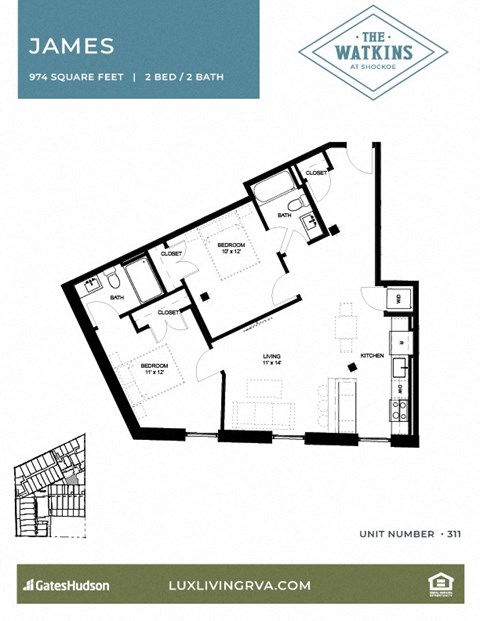 a floor plan of a bedroom apartment